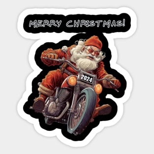 Santa Celebrate Christmas With Motorcycle Sticker